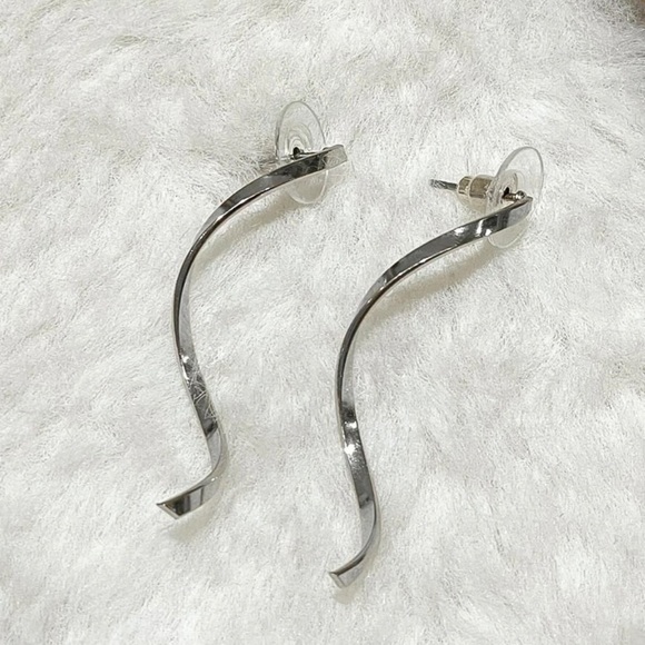 Any 2/$20! Silver Drop Swirl Stud Earrings - Picture 3 of 8